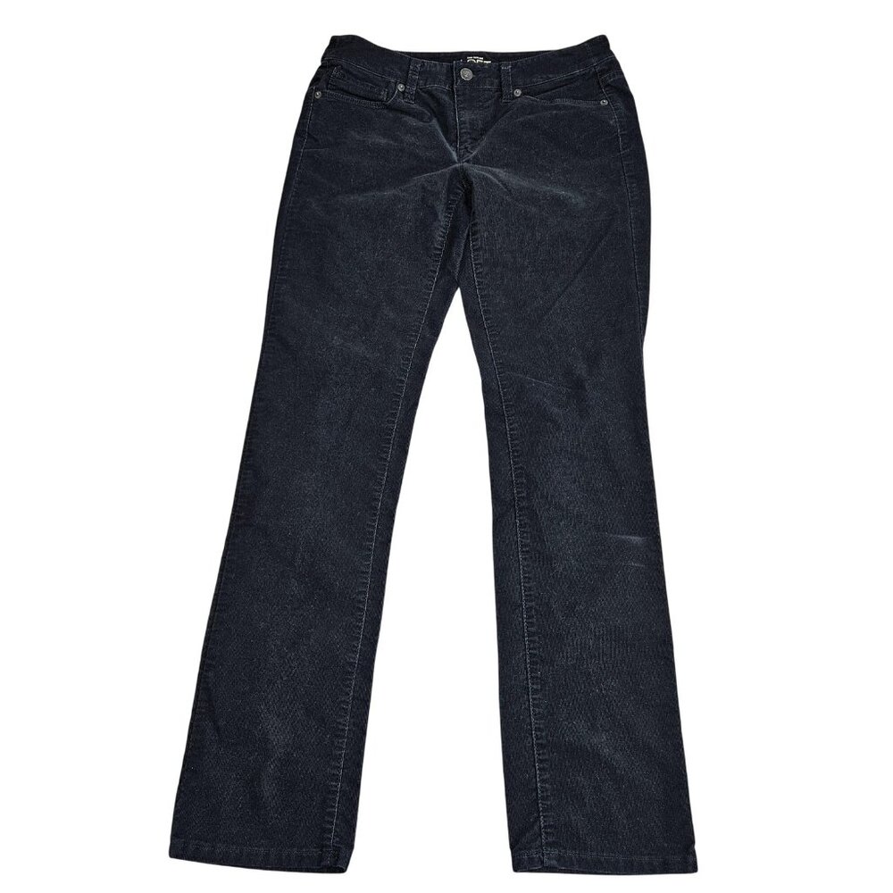 LOFT Corduroy Pants Womens 2 Black‎ Modern Straight Leg Stretch Casual